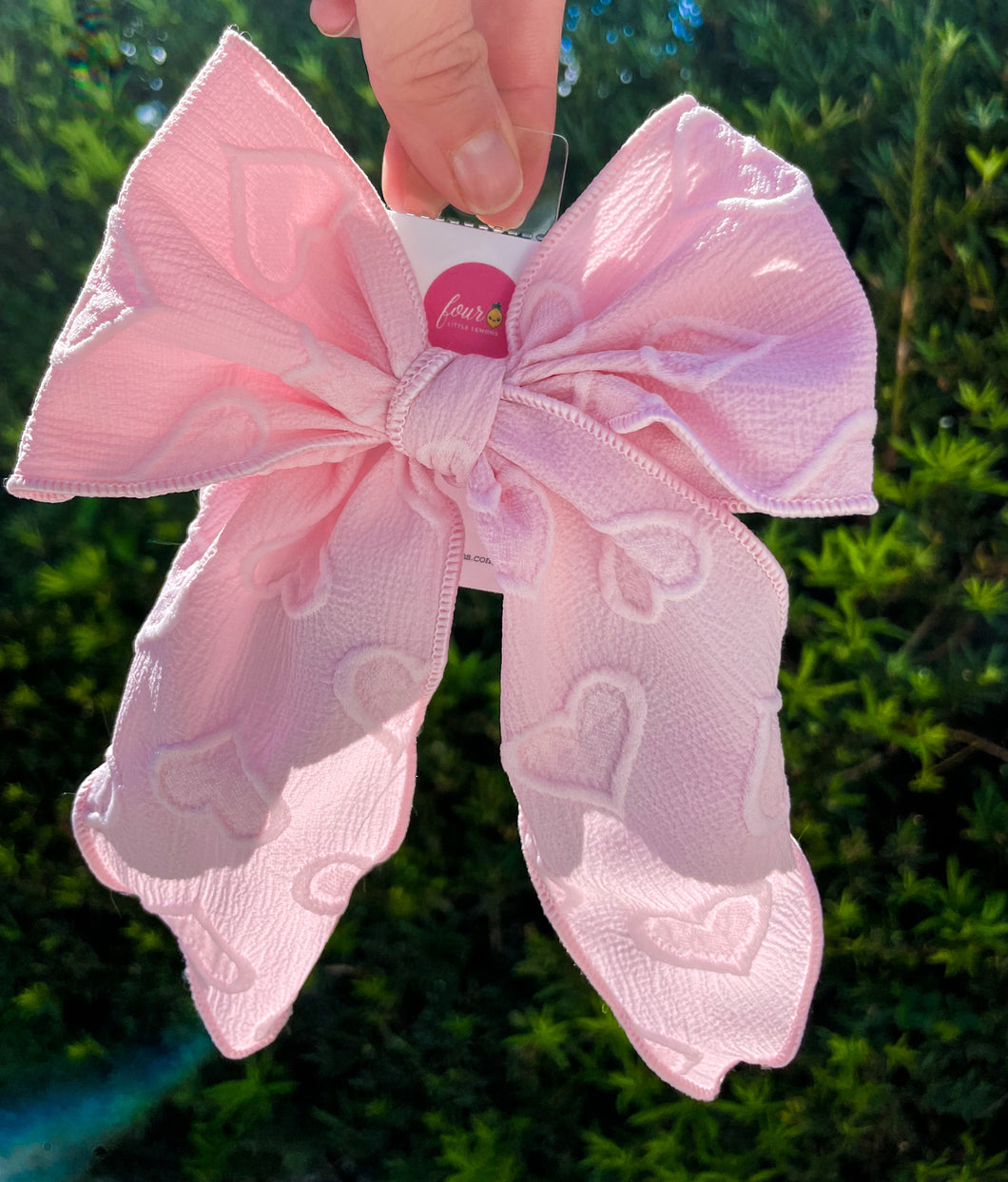 Baby Pink Heart Bow