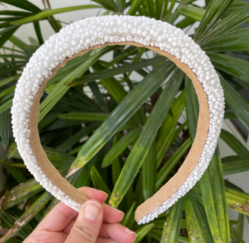 White Beaded Headband