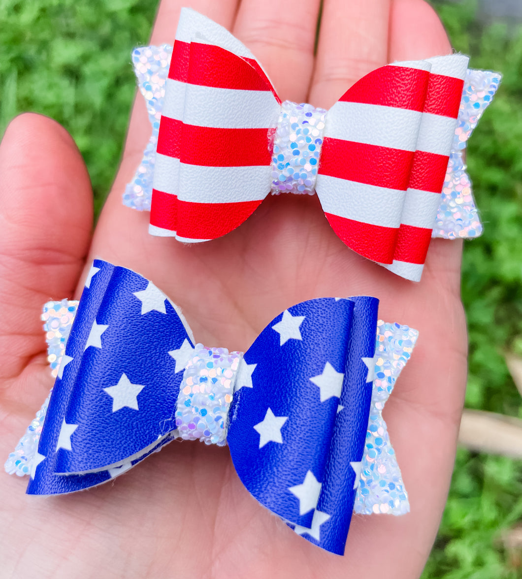 Fourth of July Flag Pigtail Bows