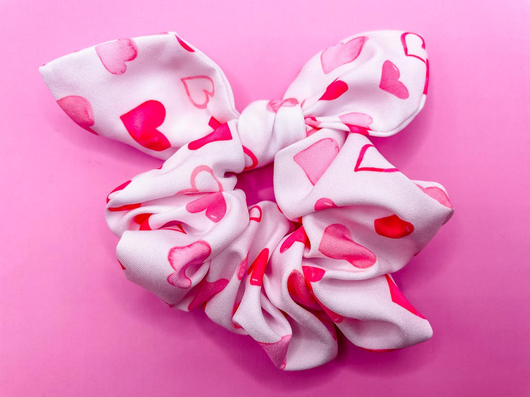 Watercolor Hearts Scrunchie