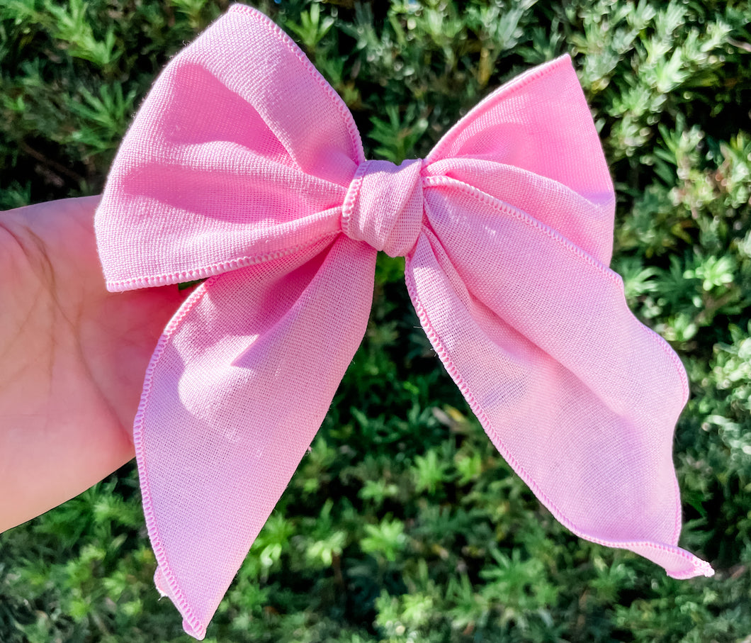Pink Linen Little Lady Bow