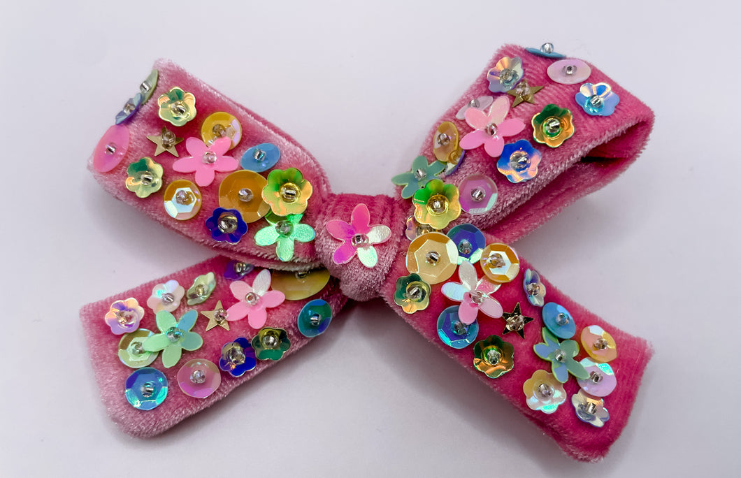 Floral Sequin Bow